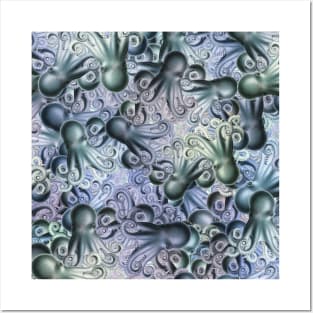 Shimmery Octopus Pattern Posters and Art